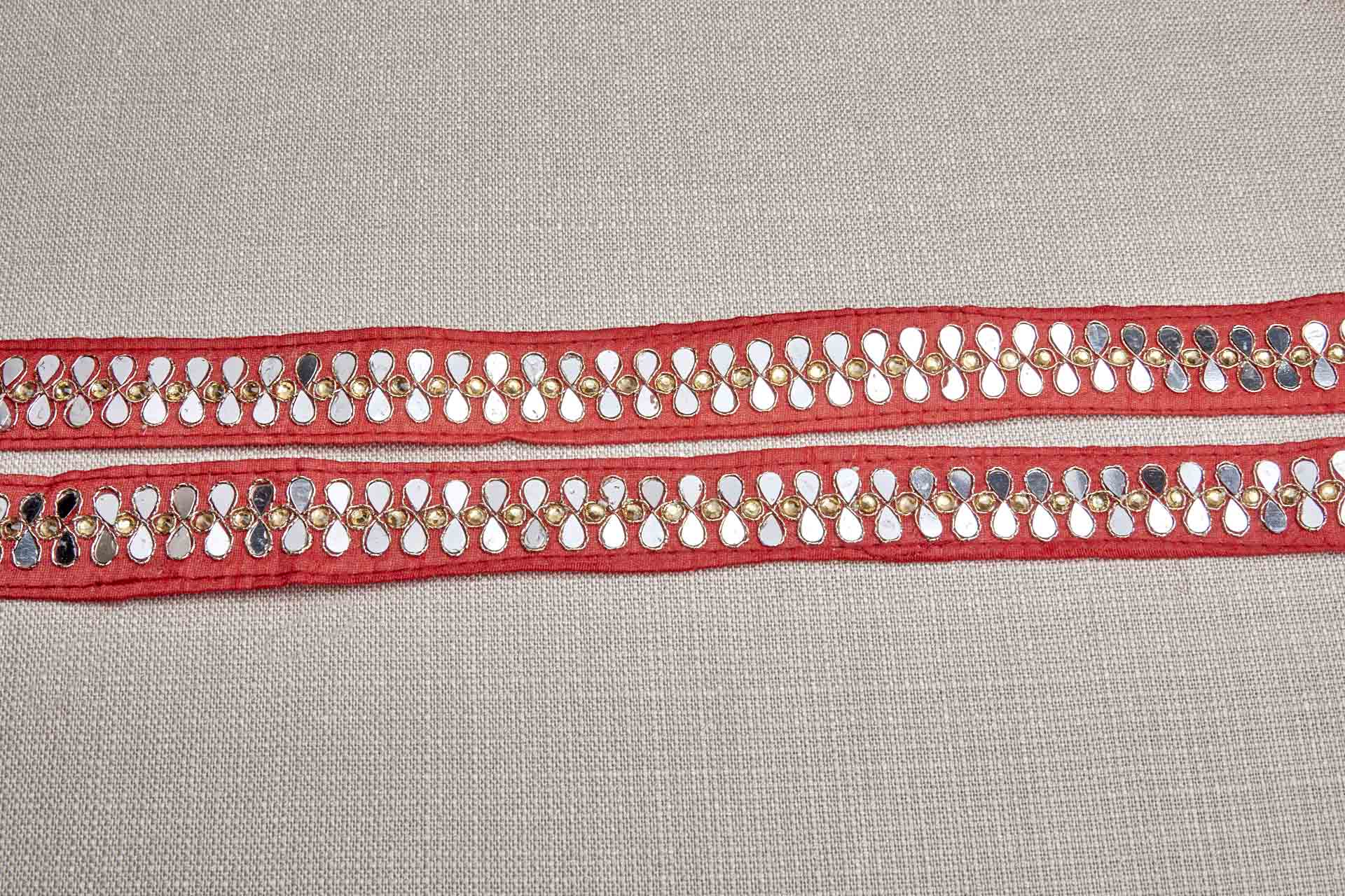 Teardrop Mirrors with Apricot Crystals on Orangey Red trim, image 4 of 6