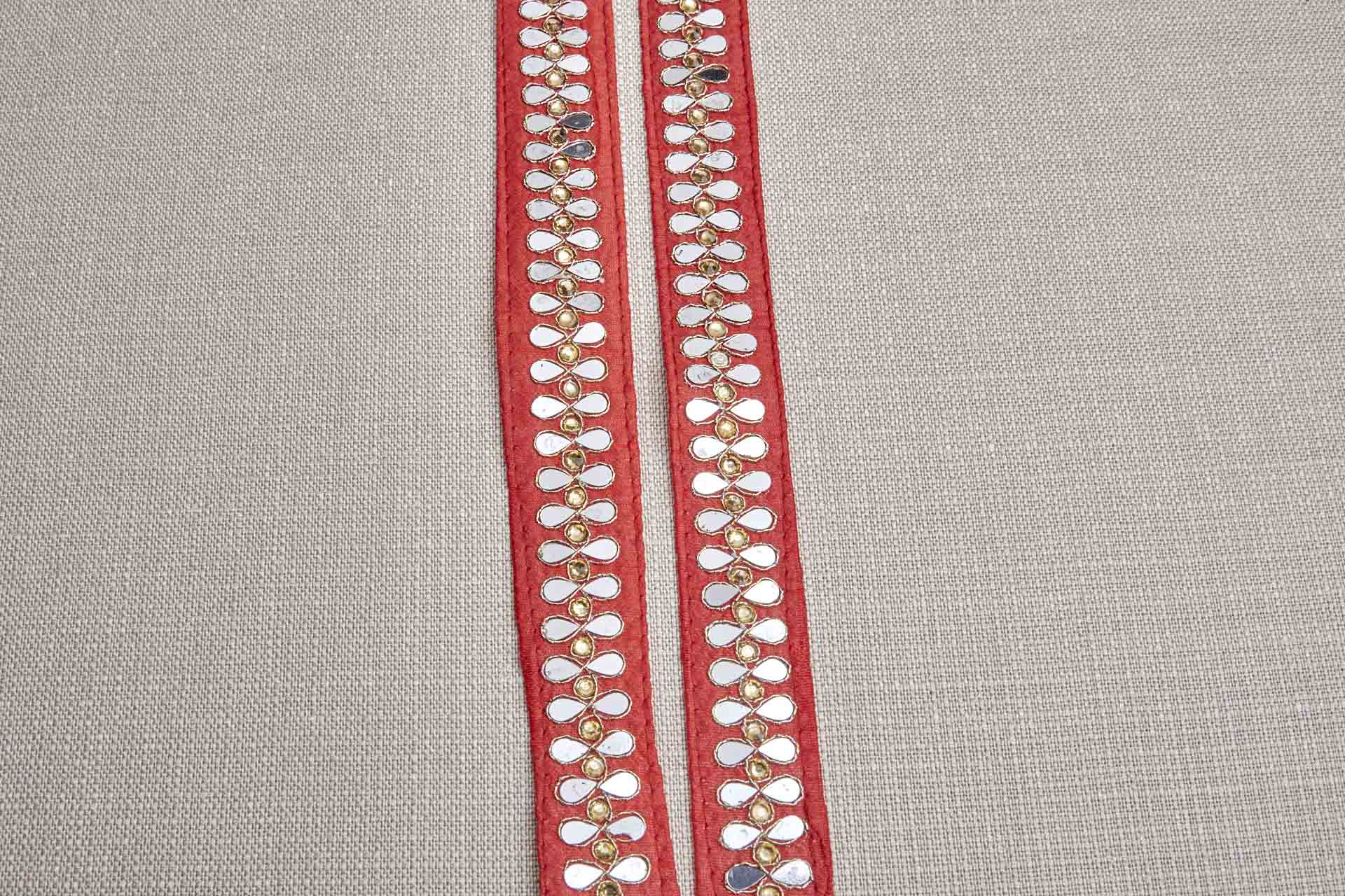 Teardrop Mirrors with Apricot Crystals on Orangey Red trim, image 5 of 6