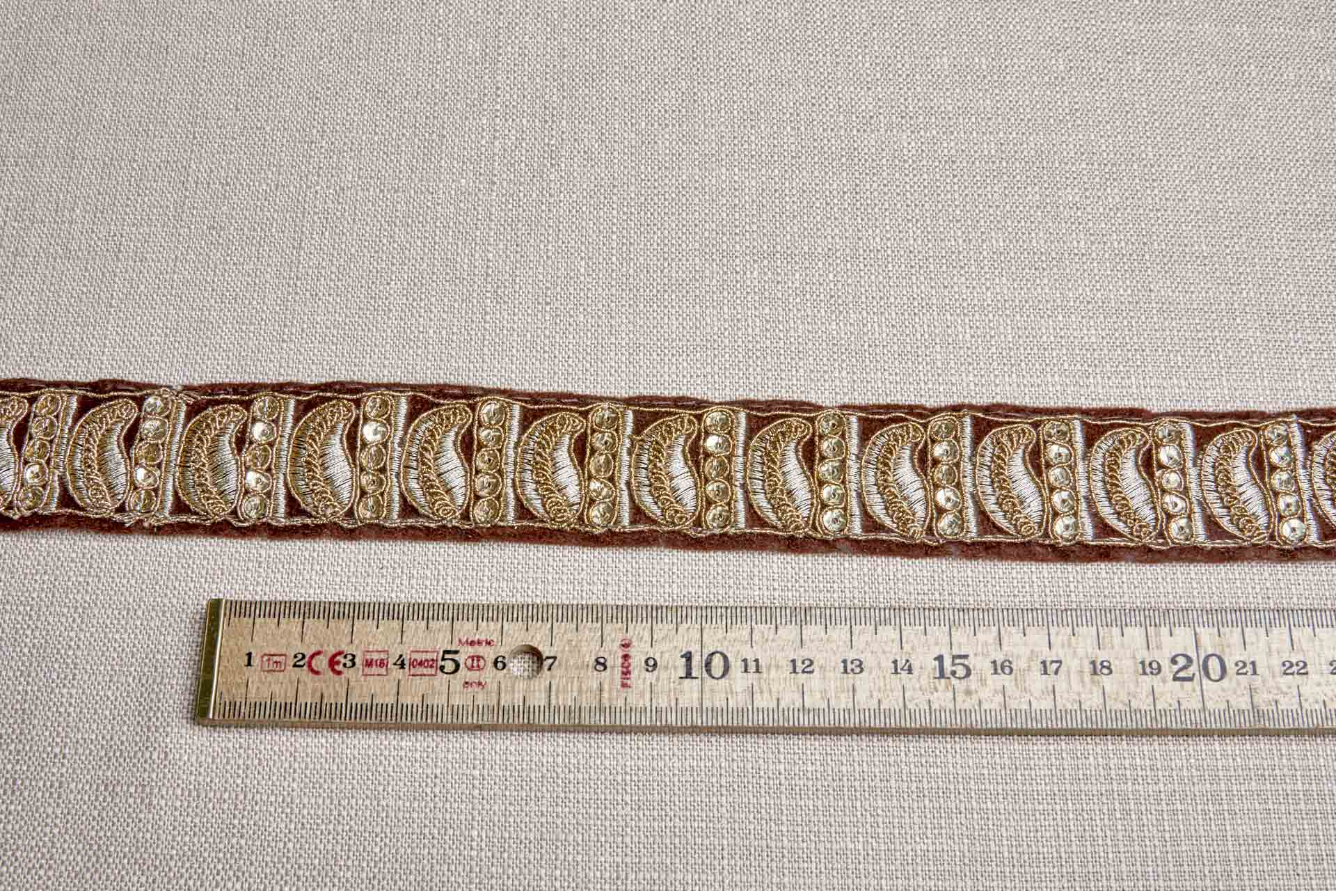 Mango Motif Trim - Gold on Brown, image 2 of 8