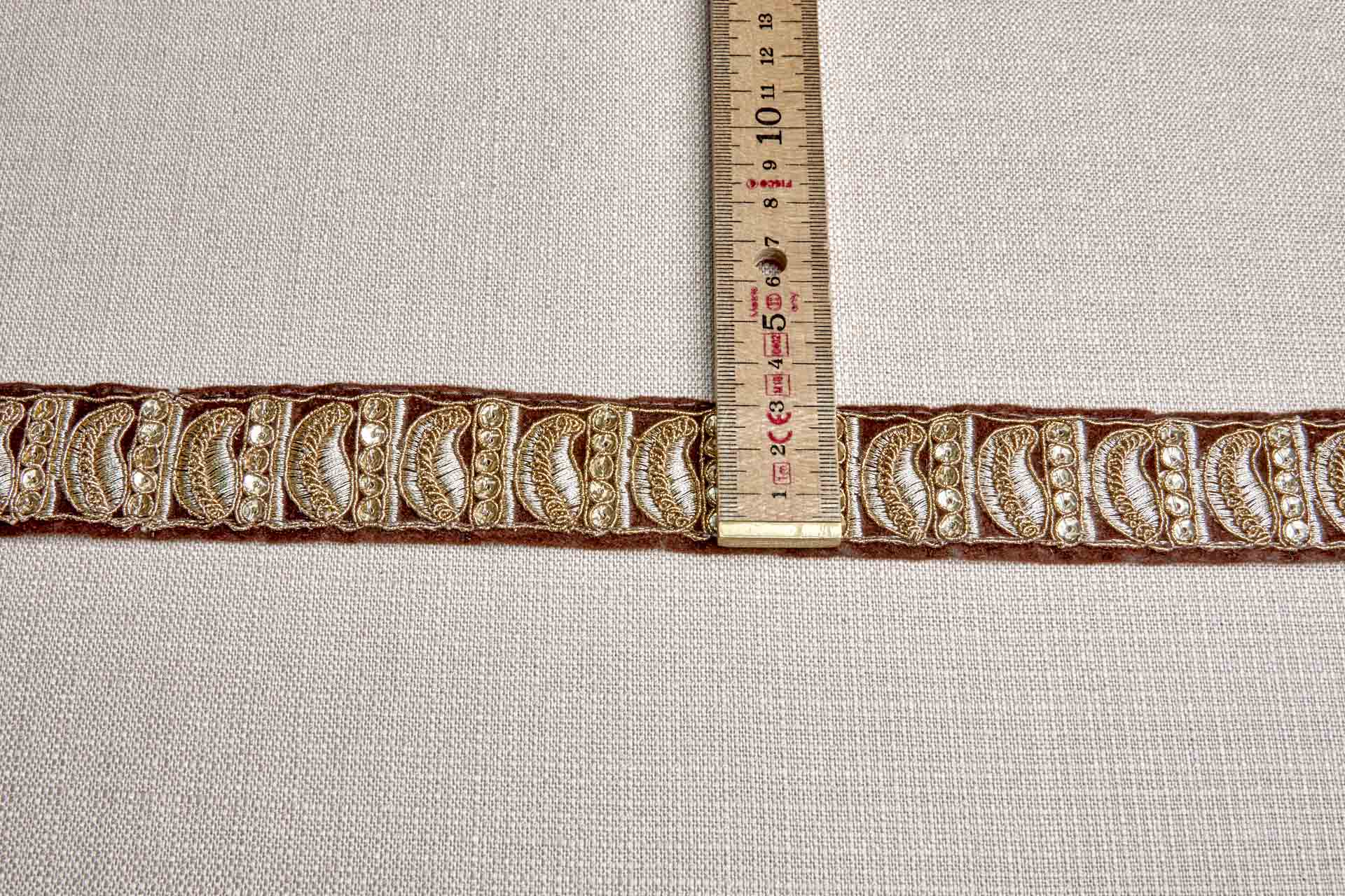 Mango Motif Trim - Gold on Brown, image 3 of 8