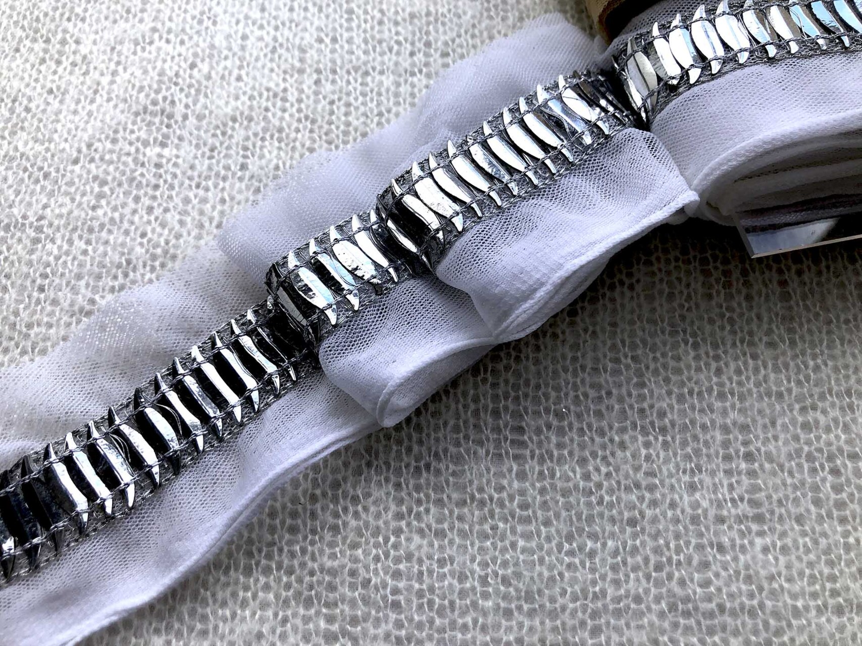 S-Shaped Sequin Trim - Single Silver, image 3 of 3