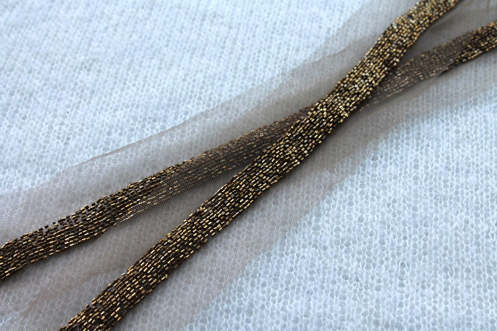 Beaded Micro Trim - Antique Gold - Wide, image 3 of 4