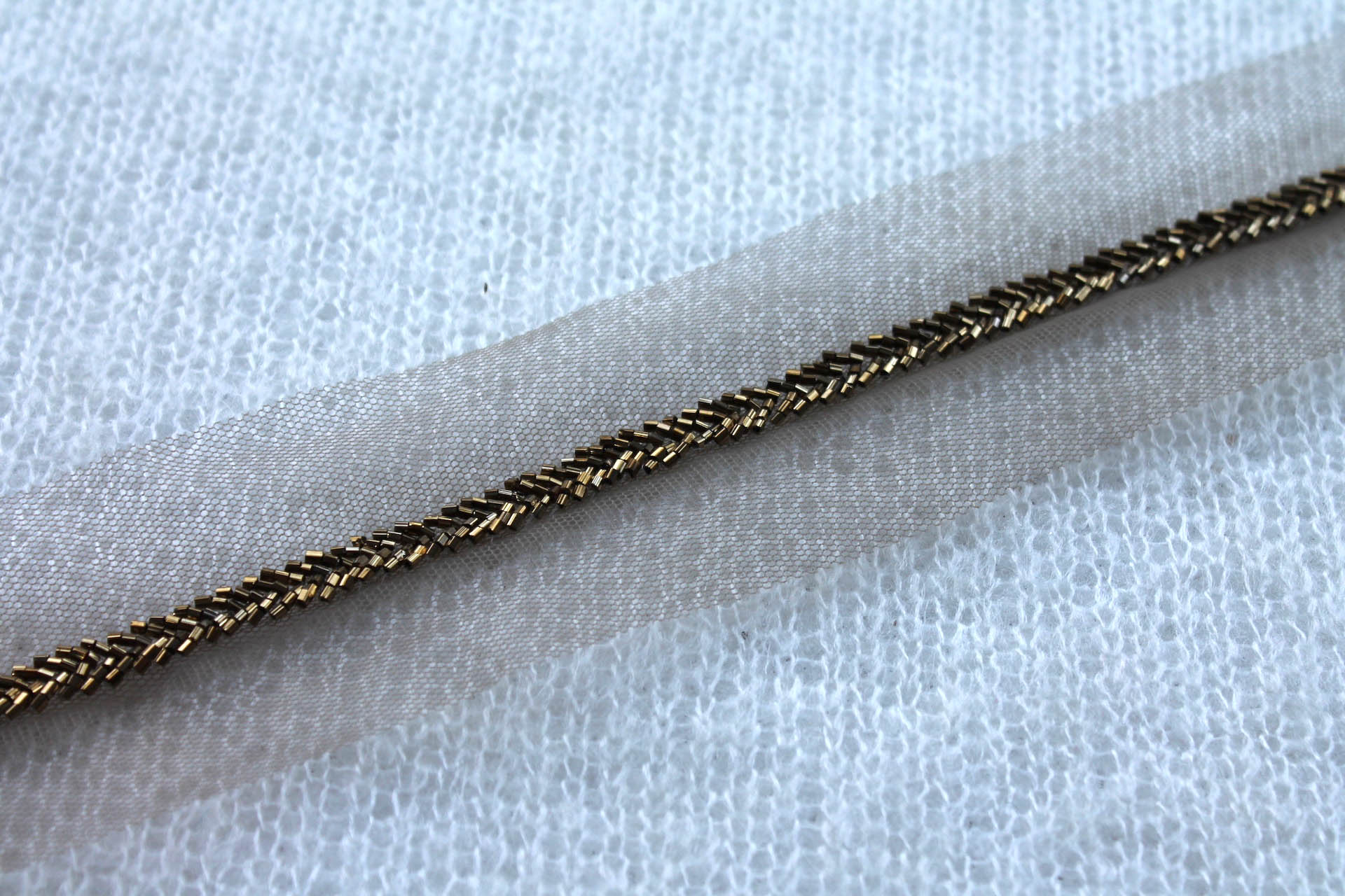 Beaded Micro Trim - Antique Gold - Herringbone, image 2 of 5