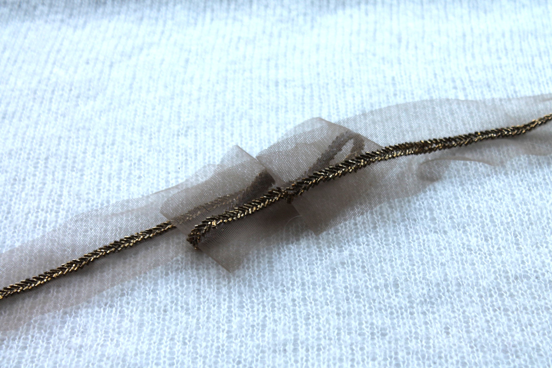Beaded Micro Trim - Antique Gold - Herringbone, image 4 of 5