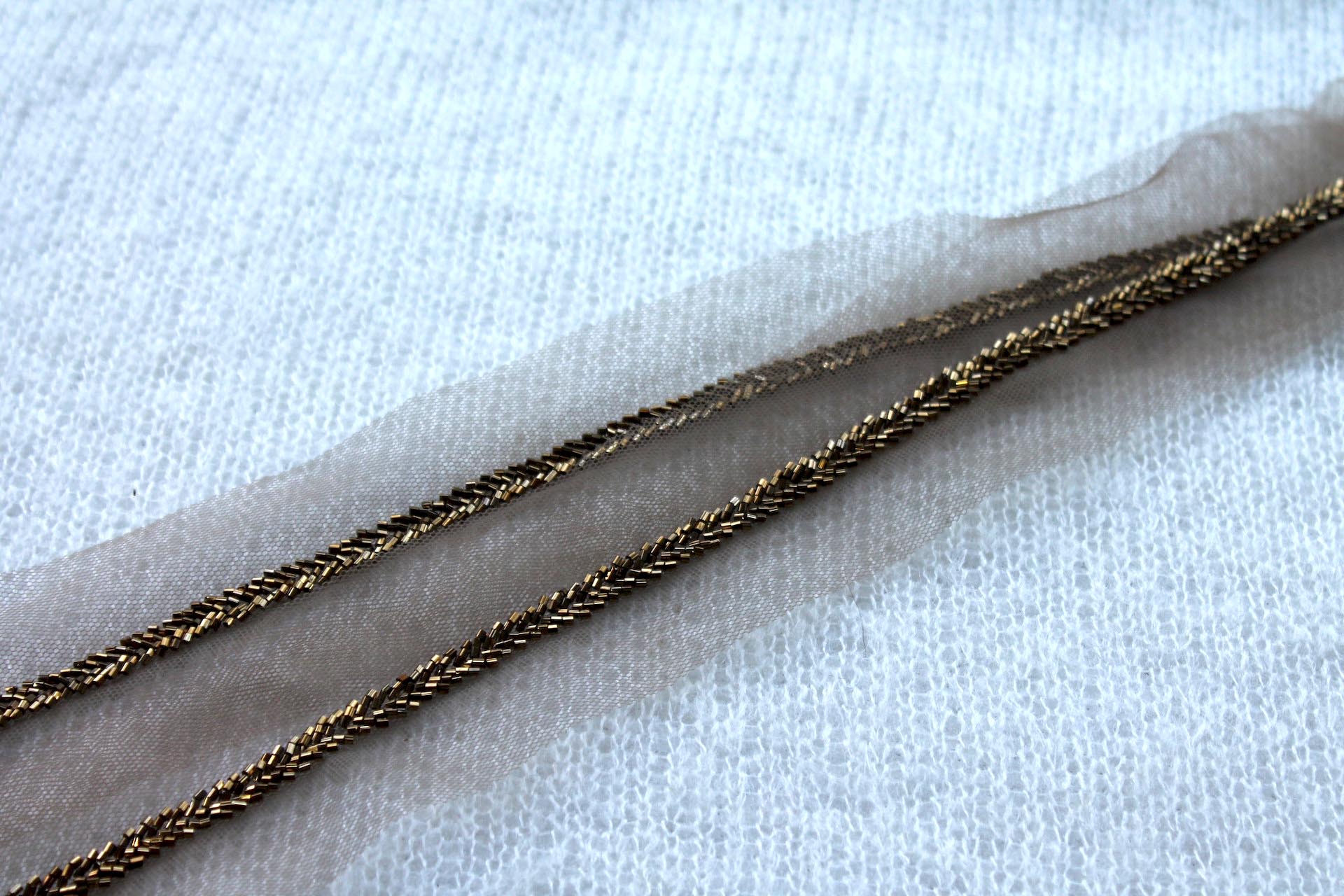 Beaded Micro Trim - Antique Gold - Herringbone, image 5 of 5