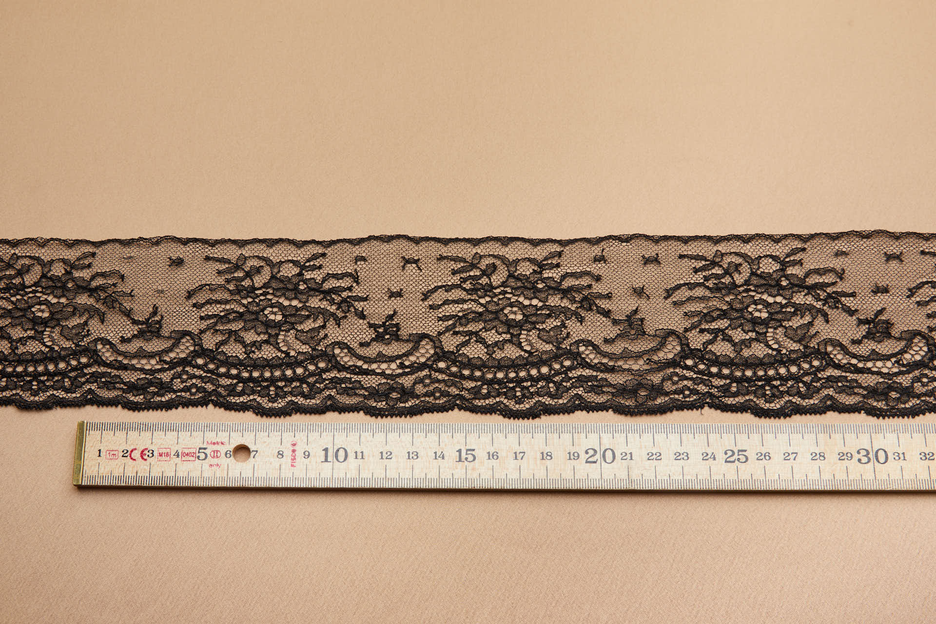 Single Scallop Floral Scroll Chantilly Lace Trim - Black, image 6 of 7
