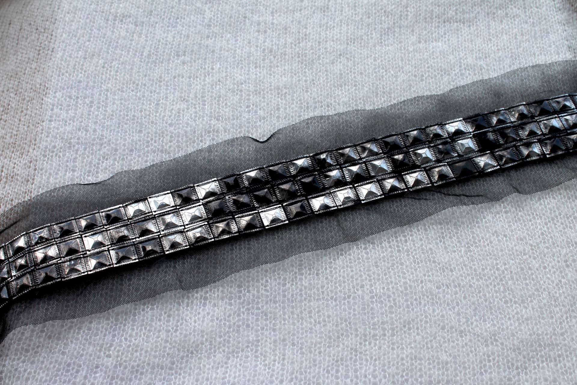 Stud Sequin Trim - Gunmetal - Triple, image 2 of 4