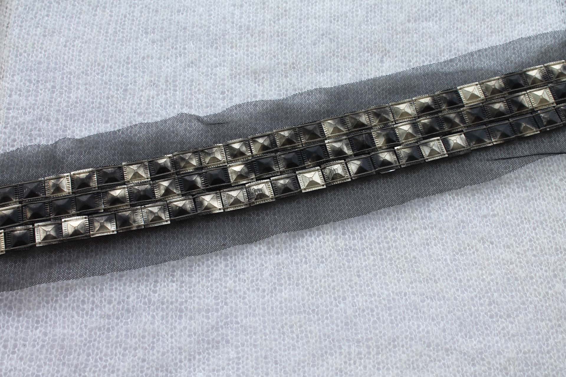 Stud Sequin Trim - Tarnished Gold - Triple, image 2 of 4