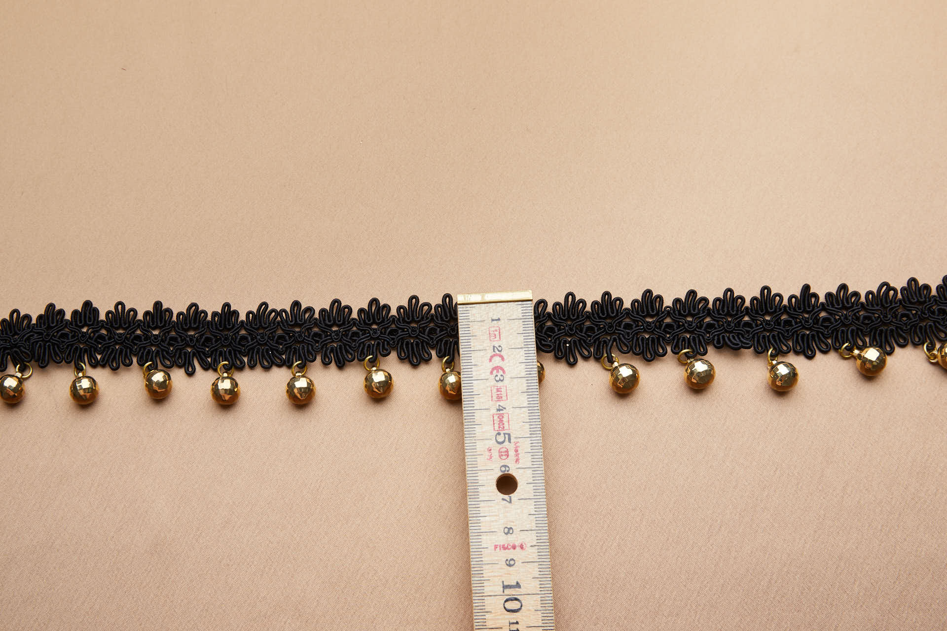 Passamanerie Braid in Black Gimp Cord with Dangling Faceted Ball Pendants trim, image 3 of 5