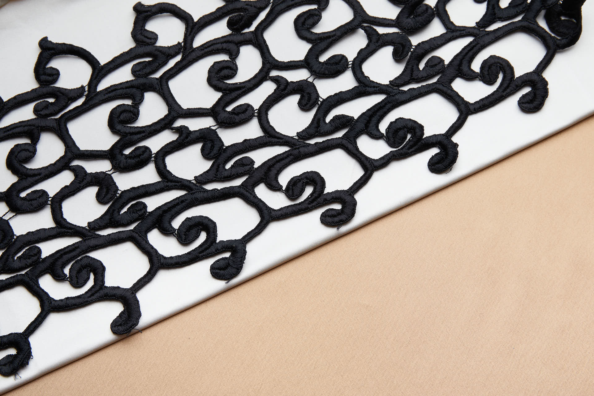 Large Scroll Guipure Trim - Black, image 2 of 7