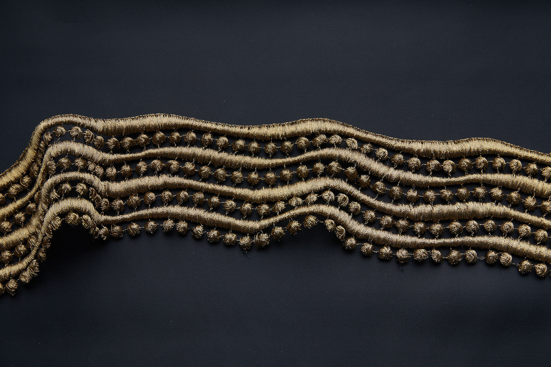 Guipure Wave and Dots Lace - Dark Gold trim, image 3 of 7