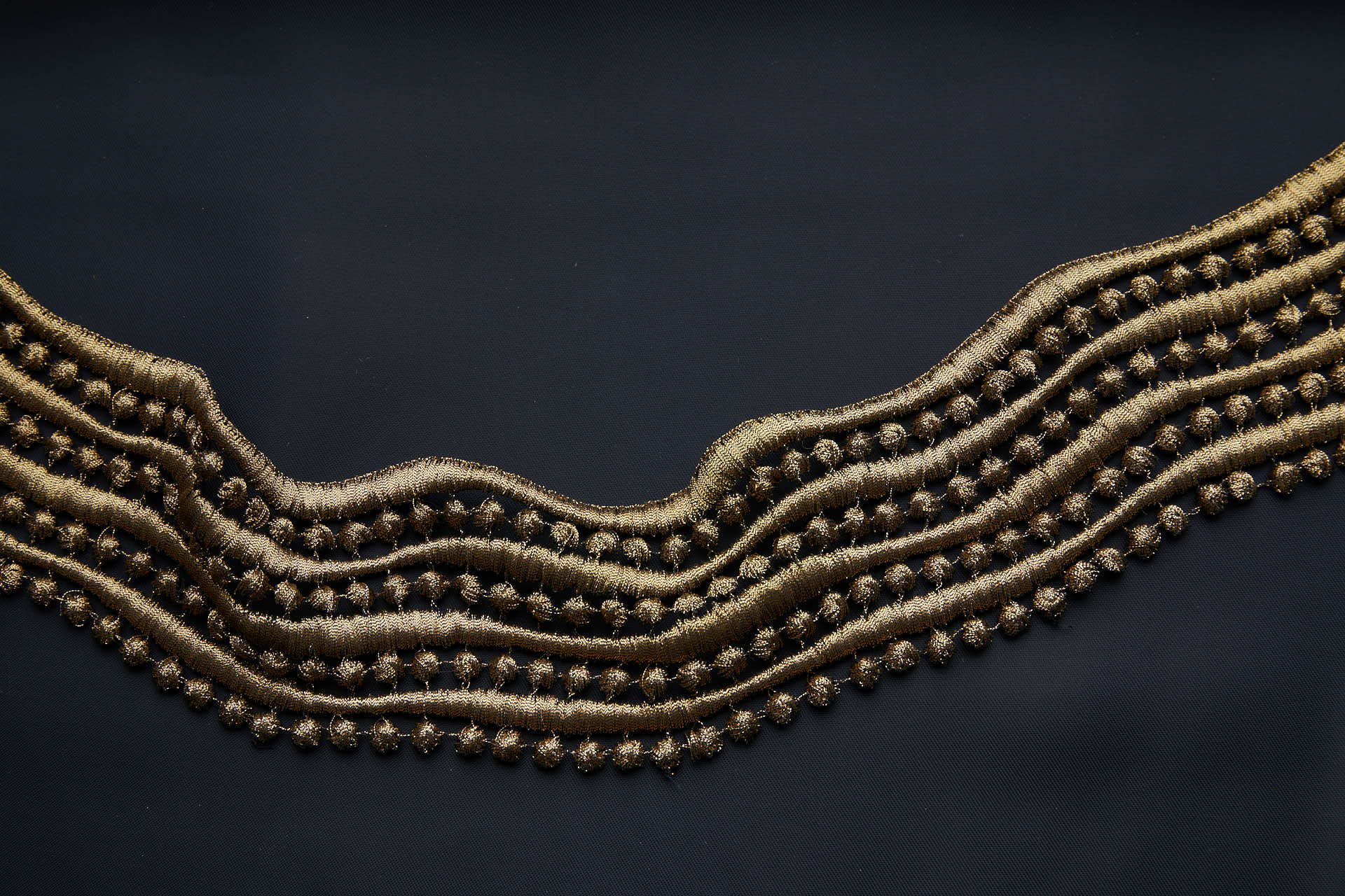 Guipure Wave and Dots Lace - Dark Gold trim, image 5 of 7