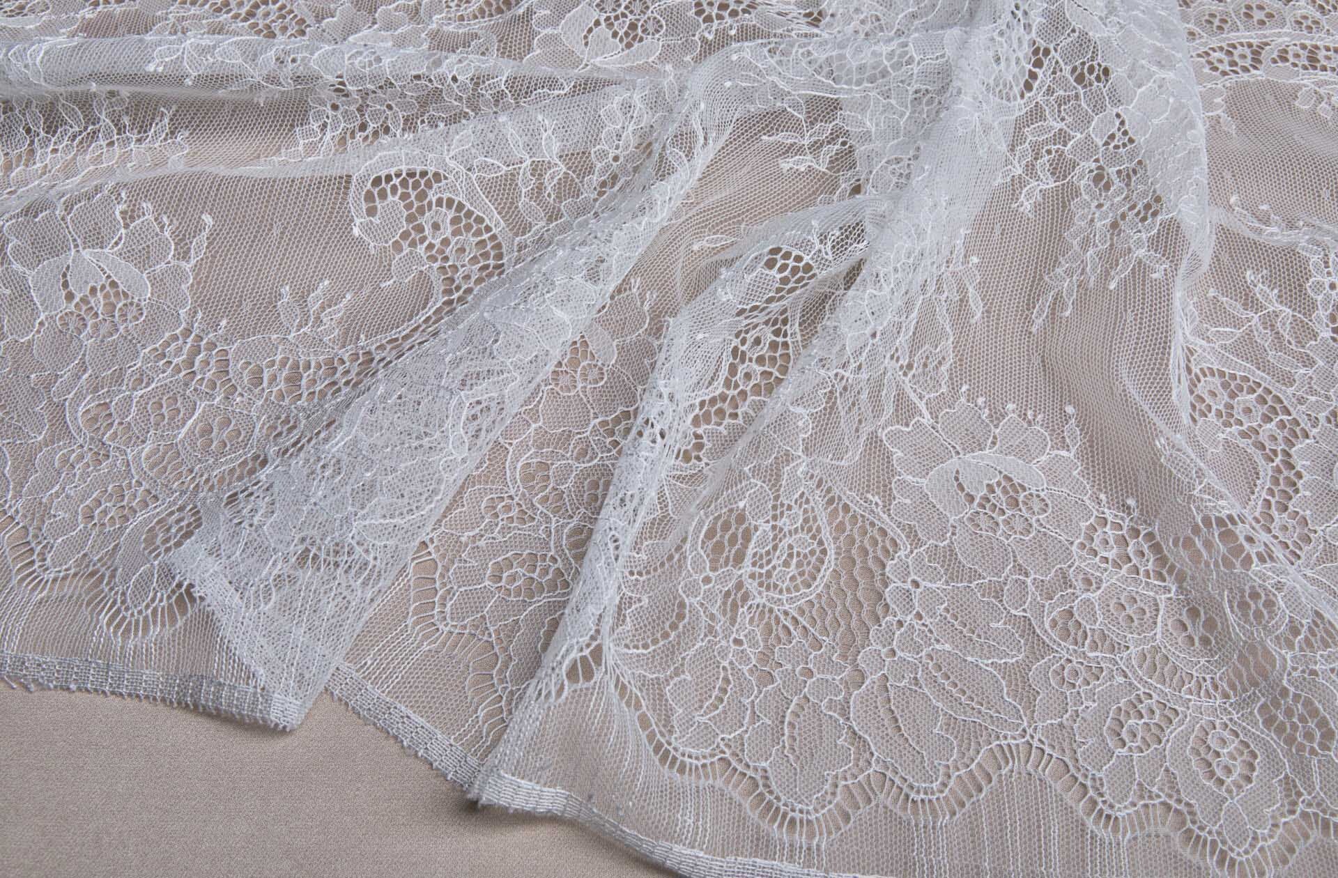 Chantilly Lace Trim - Pale Ivory - Double Scallop, image 4 of 4