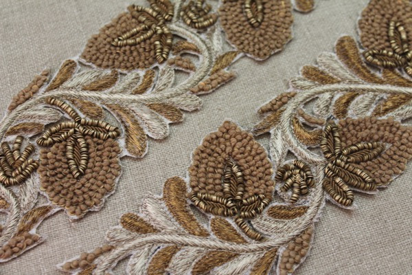 Metallic Embroidery Trim - Floral Gold, Copper & Brown, image 2 of 5