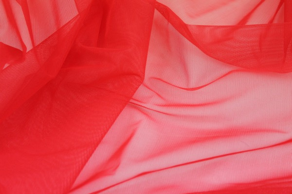 Stretch Tulle - Sheer Bodystocking - Red fabric, image 2 of 5