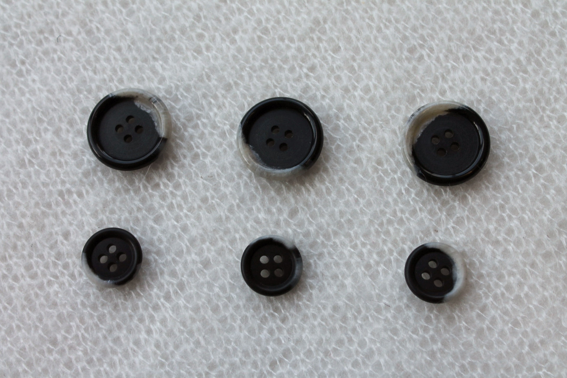 Vintage "Faux Horn" Nylon Button in Black and Off White - 1.5cm, image 2 of 4