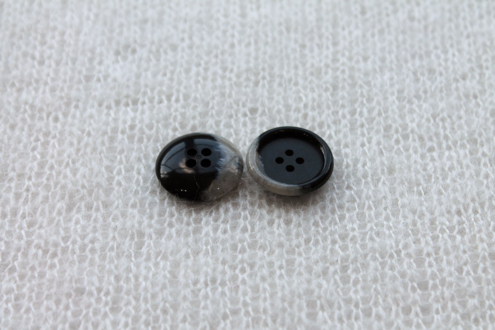 Vintage "Faux Horn" Nylon Button in Black and Off White - 2.2cm, image 3 of 4