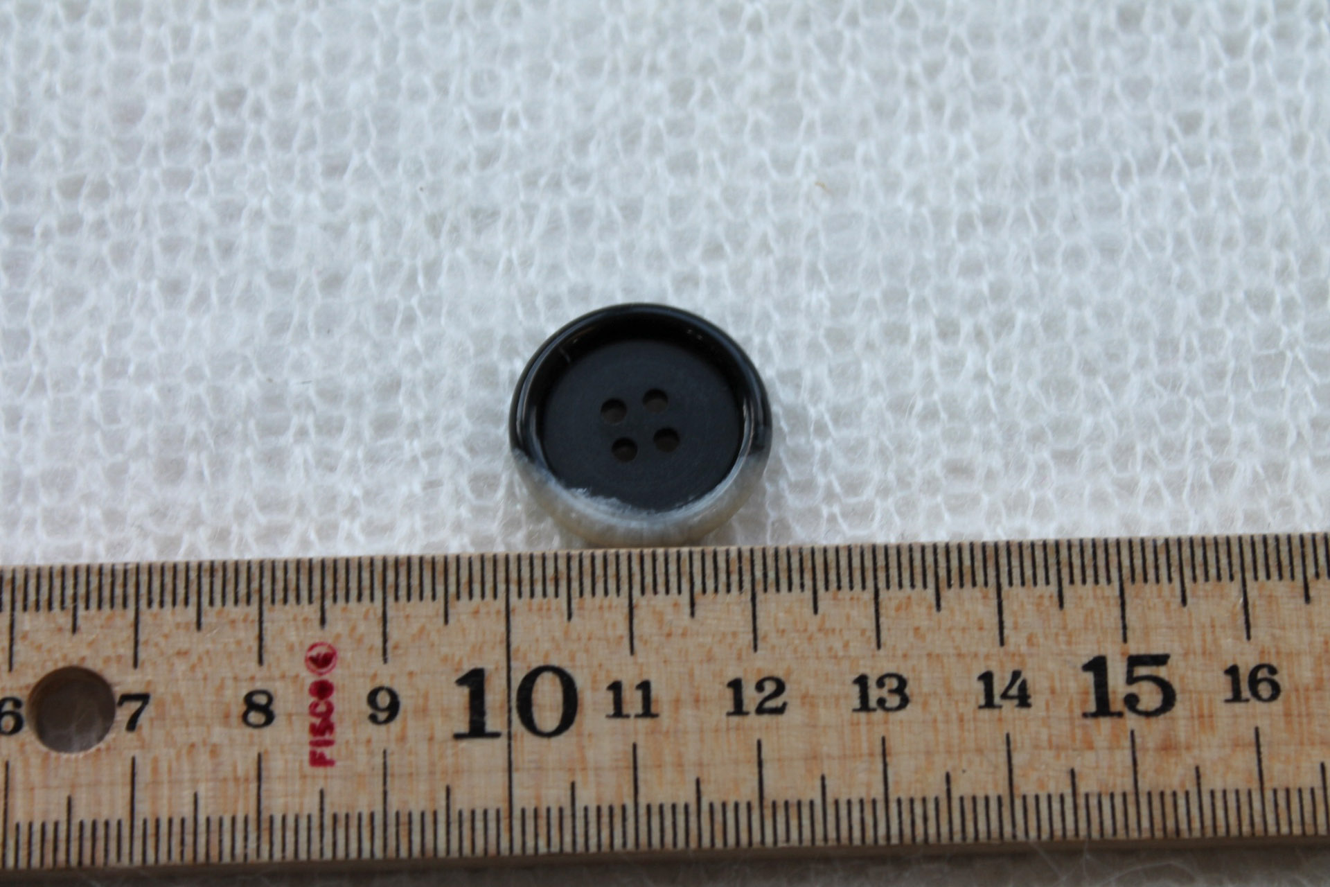Vintage "Faux Horn" Nylon Button in Black and Off White - 2.2cm, image 4 of 4