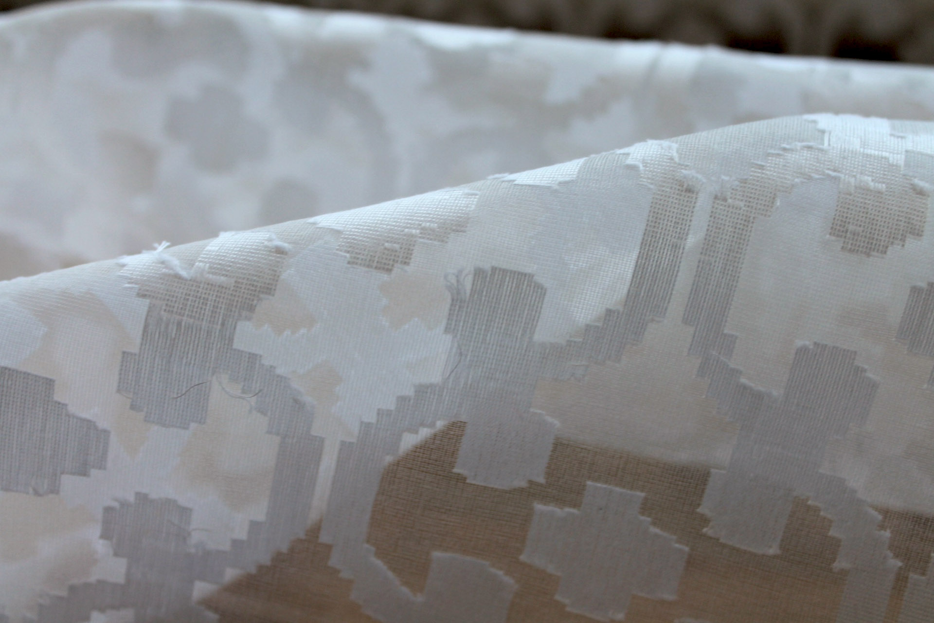 Vintage Geometric Jacquarded Silk Organza - Ivory fabric, image 3 of 6
