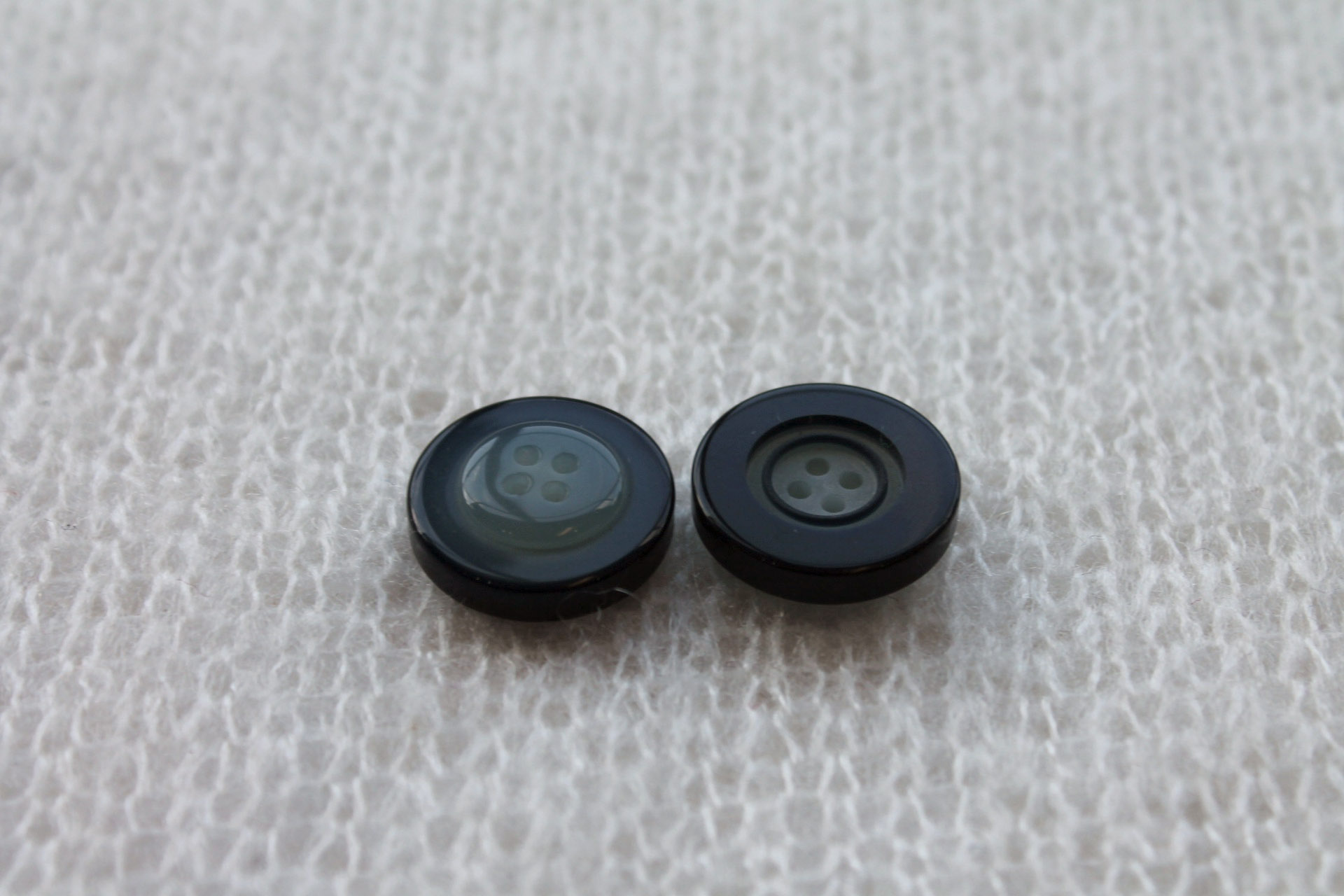 Vintage Round Black and Grey 4-hole Resin Button - 1.7cm, image 3 of 4