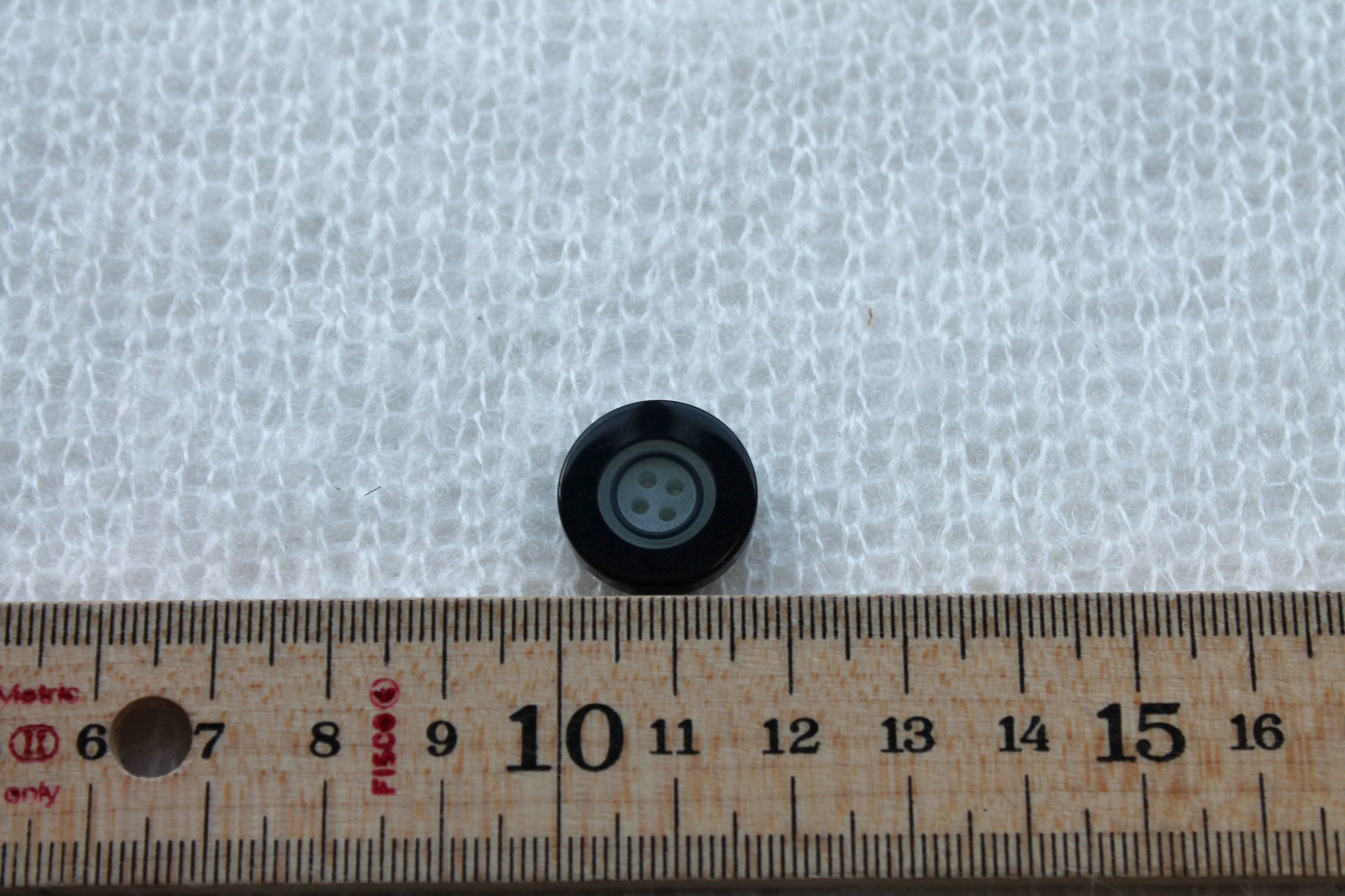 Vintage Round Black and Grey 4-hole Resin Button - 1.7cm, image 4 of 4