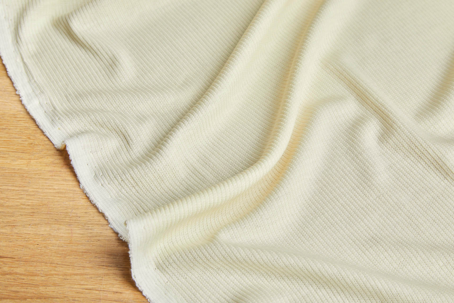Cotton Viscose Ribbed Jersey - Cream fabric, image 4 of 6