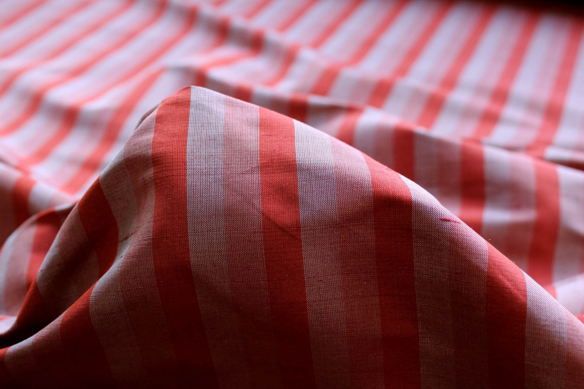 Wide Striped Silk Dupion - Carmine & Grey fabric, image 3 of 6