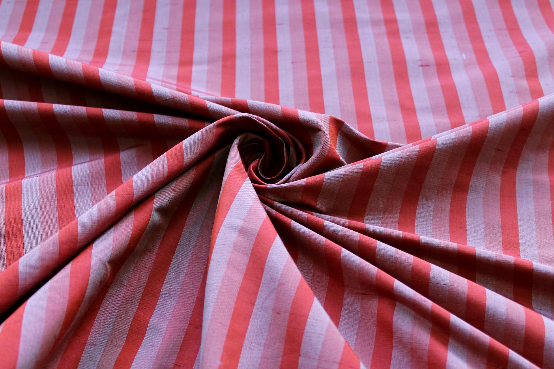 Wide Striped Silk Dupion - Carmine & Grey fabric, image 4 of 6