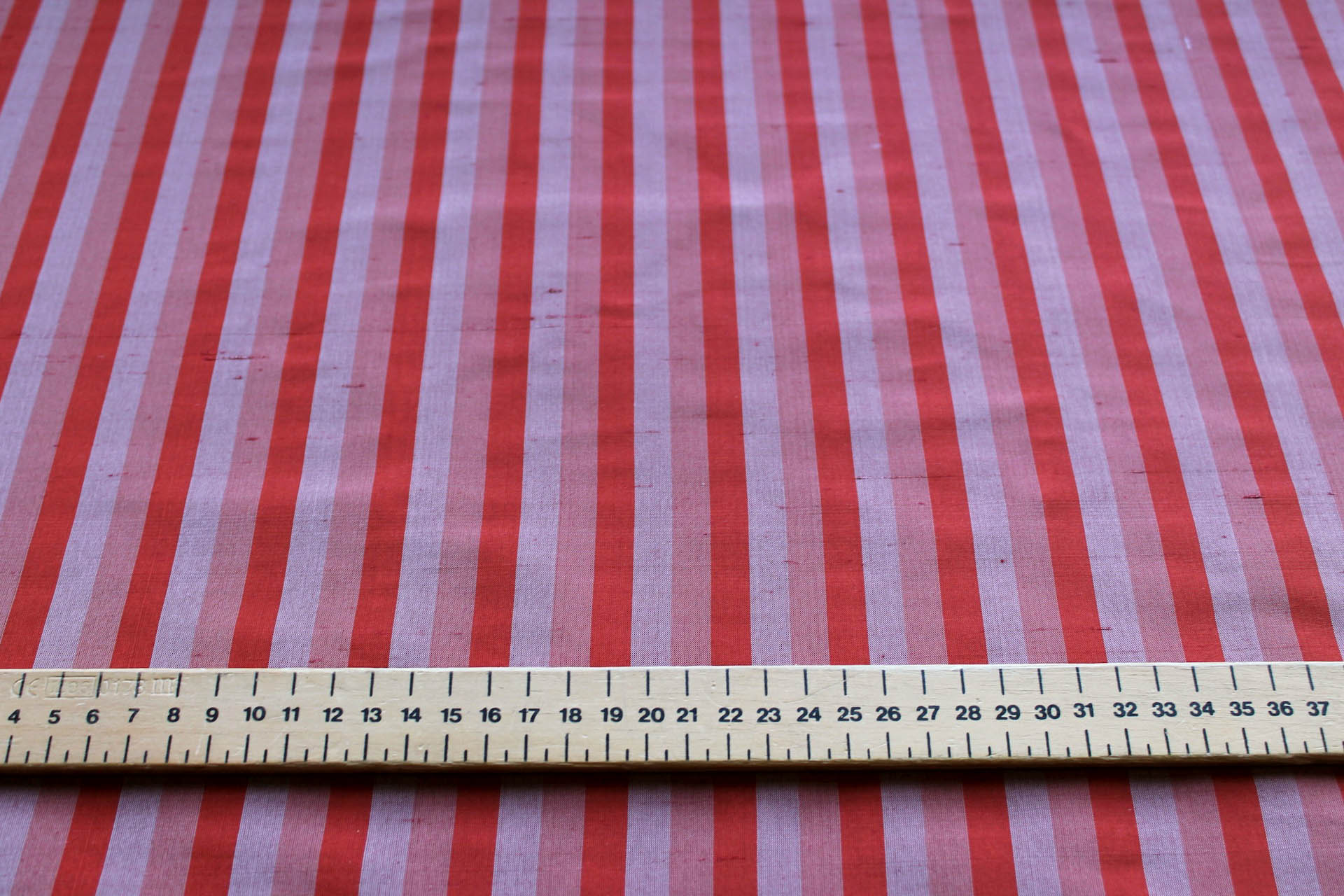 Wide Striped Silk Dupion - Carmine & Grey fabric, image 6 of 6