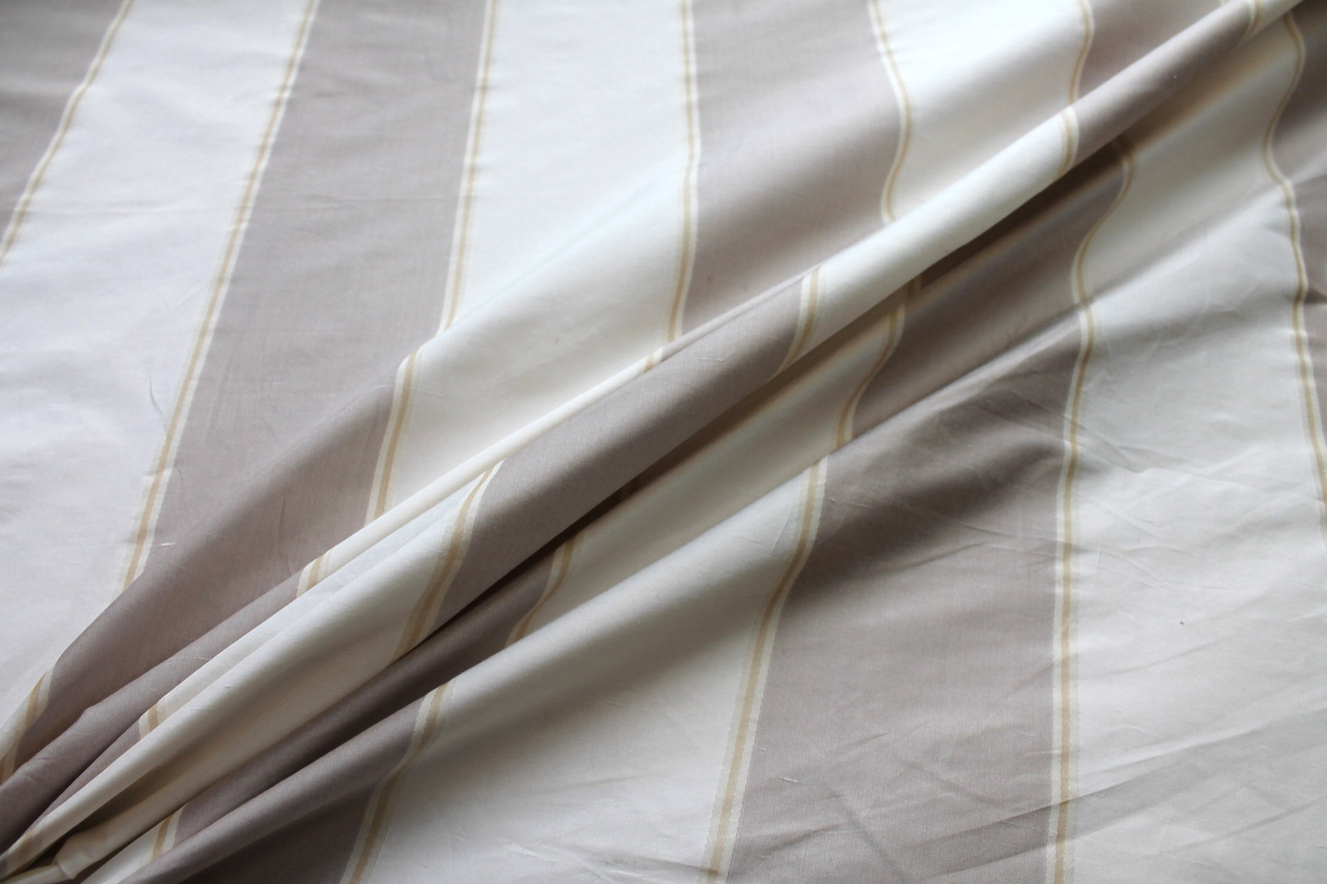 Wide Striped Silk Dupion in Off White and Ecru with Pale Gold fabric, image 6 of 6