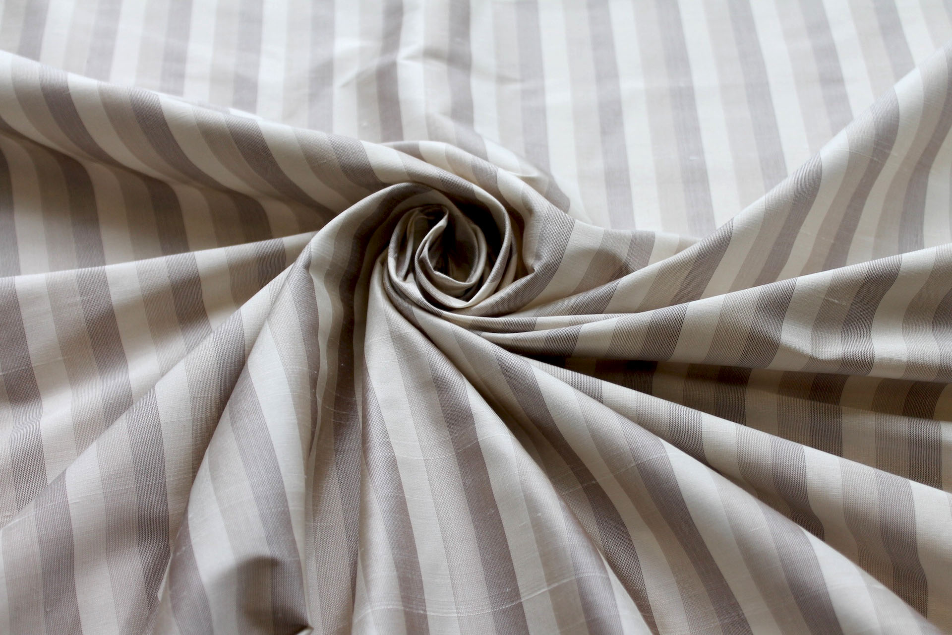 Wide Striped Silk Dupion - Cream / Natural Linen fabric