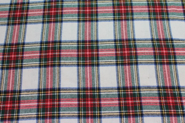 Wool Tartan - Off White, Red, Blue, Green fabric, image 3 of 7
