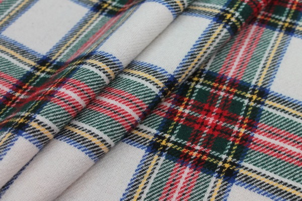 Wool Tartan - Off White, Red, Blue, Green fabric, image 5 of 7