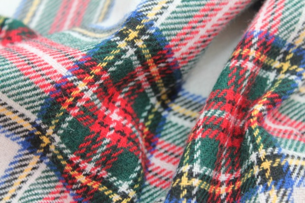 Wool Tartan - Off White, Red, Blue, Green fabric, image 2 of 7