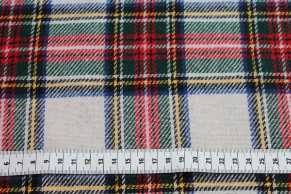 Wool Tartan - Off White, Red, Blue, Green fabric, image 6 of 7