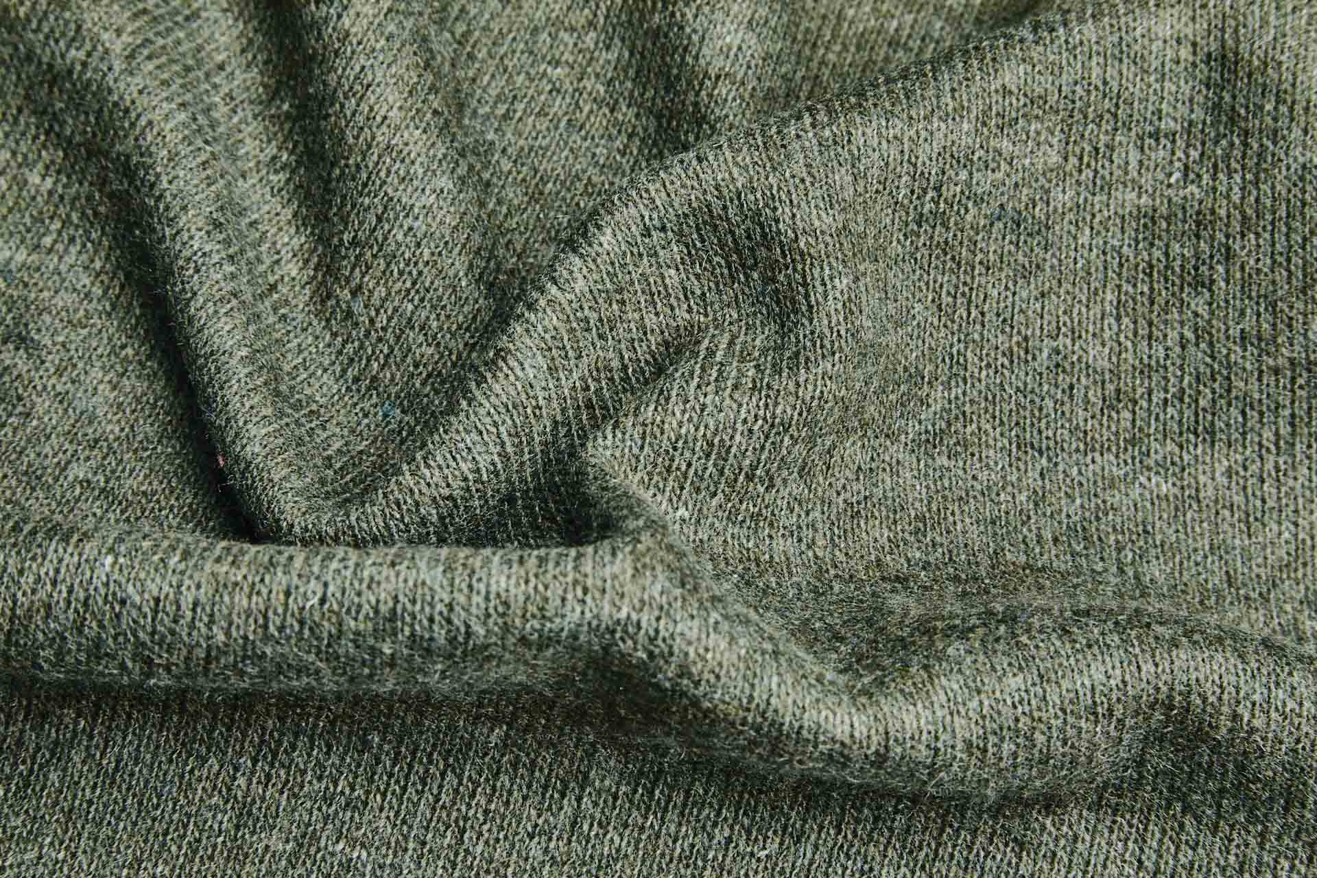 Reversible Double Knitted Wool Mix Jersey Leaf Green Khaki