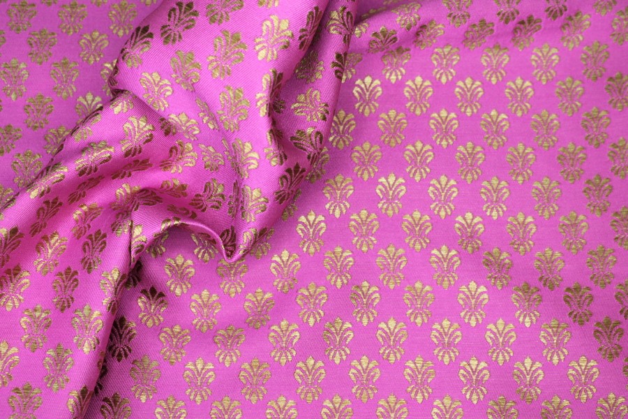 Fleur-de-lys Style Brocade - Pink, banaras, brocade, indian