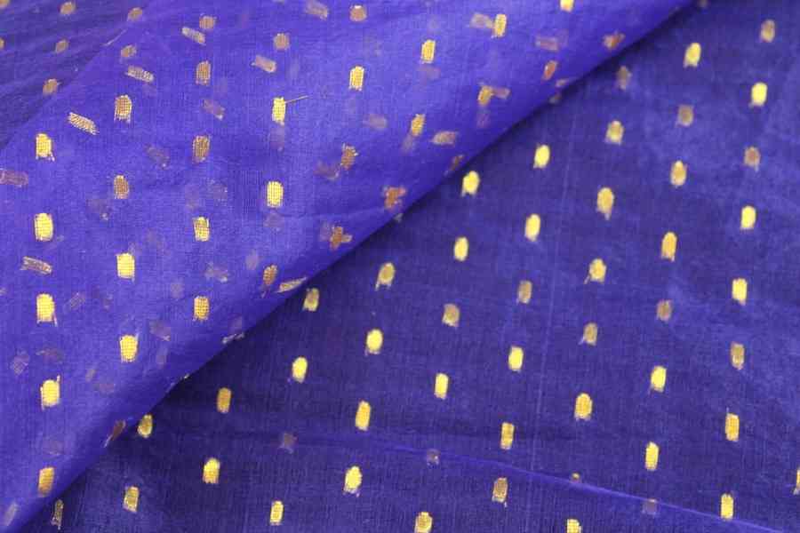 Silk Organza - Purple with Gold Spots / Dots
