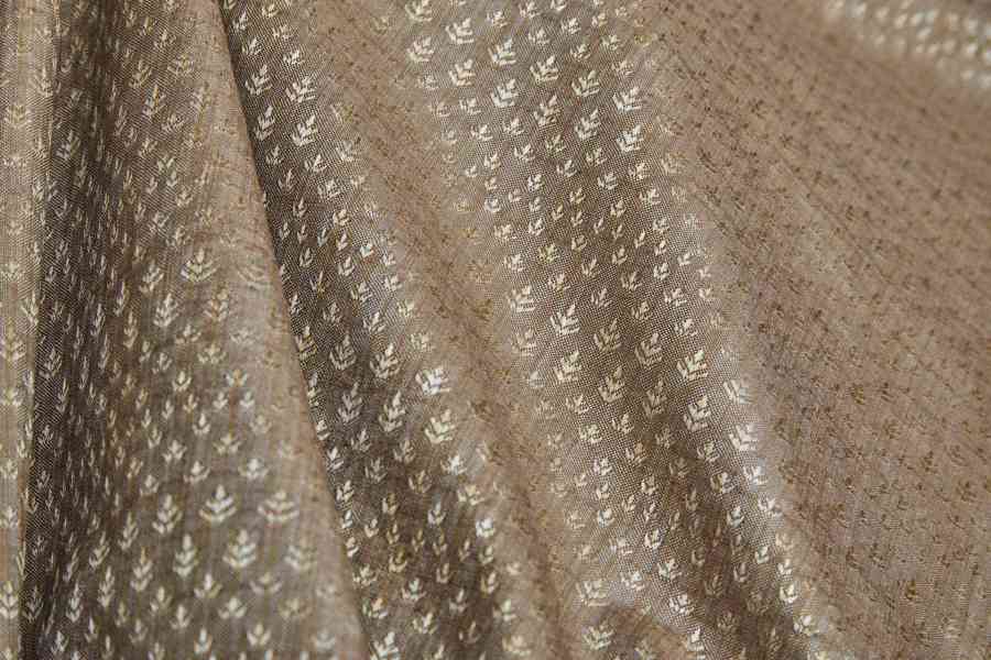 Cream and Light Natural Brown Soft Indian Brocade 