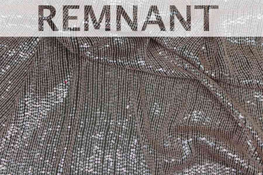 REMNANT - Micro Sequin On Silk Chiffon - Pale Pink on Mushroom - 1.45m piece