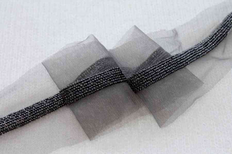 Beaded Micro Trim - Gunmetal Grey Round Plastic Beads