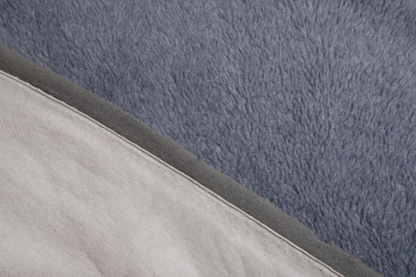 Faux Fur Backed Suedette - Gunmetal Grey on Ecru fabric