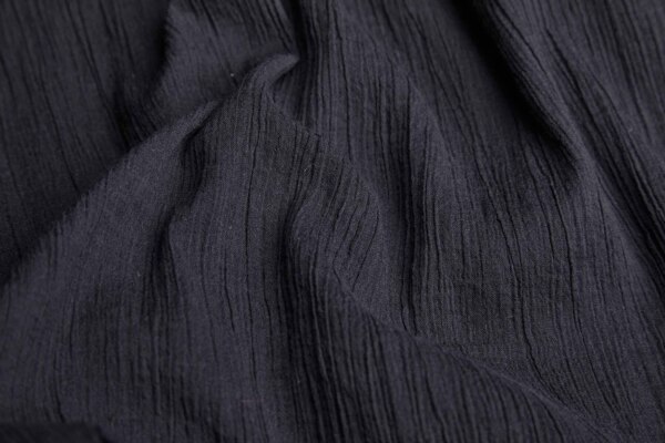 Pleated Silk and Cotton - Black fabric