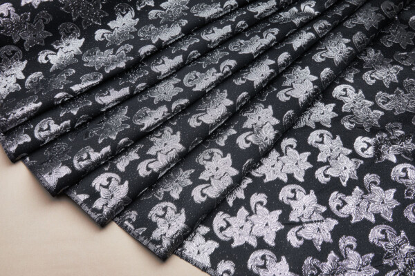 Black and Silver Floral Brocade