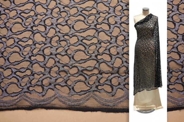 Organic Pattern Stretch Silver and Black Lace