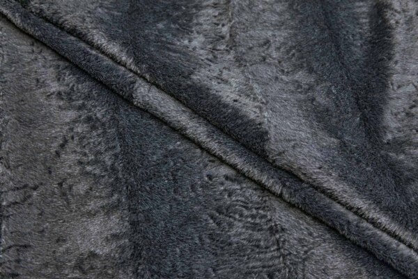 Short Pile Faux Fur in Ridge Banded Charcoal Grey fabric