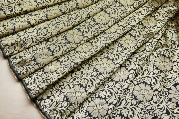 Black and Gold Metallic Floral Brocade