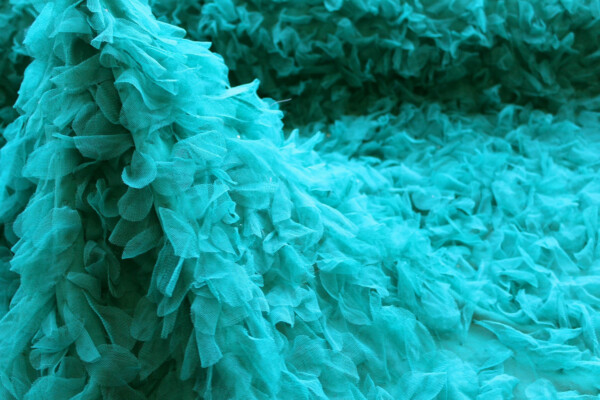 Petal Tulle on Silk Chiffon - Peacock Green fabric