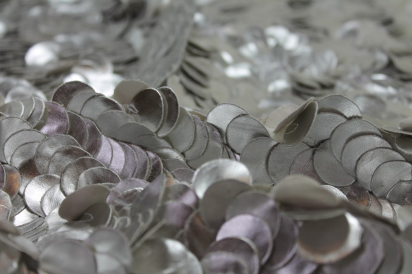 Leatherette Disc Sequin - Silver fabric