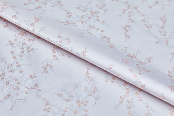 Small Cherry Blossom Jacquard - Off White, Rose Gold, Pearl Grey fabric